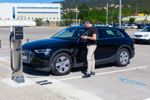 Charging electric car in Ficosa